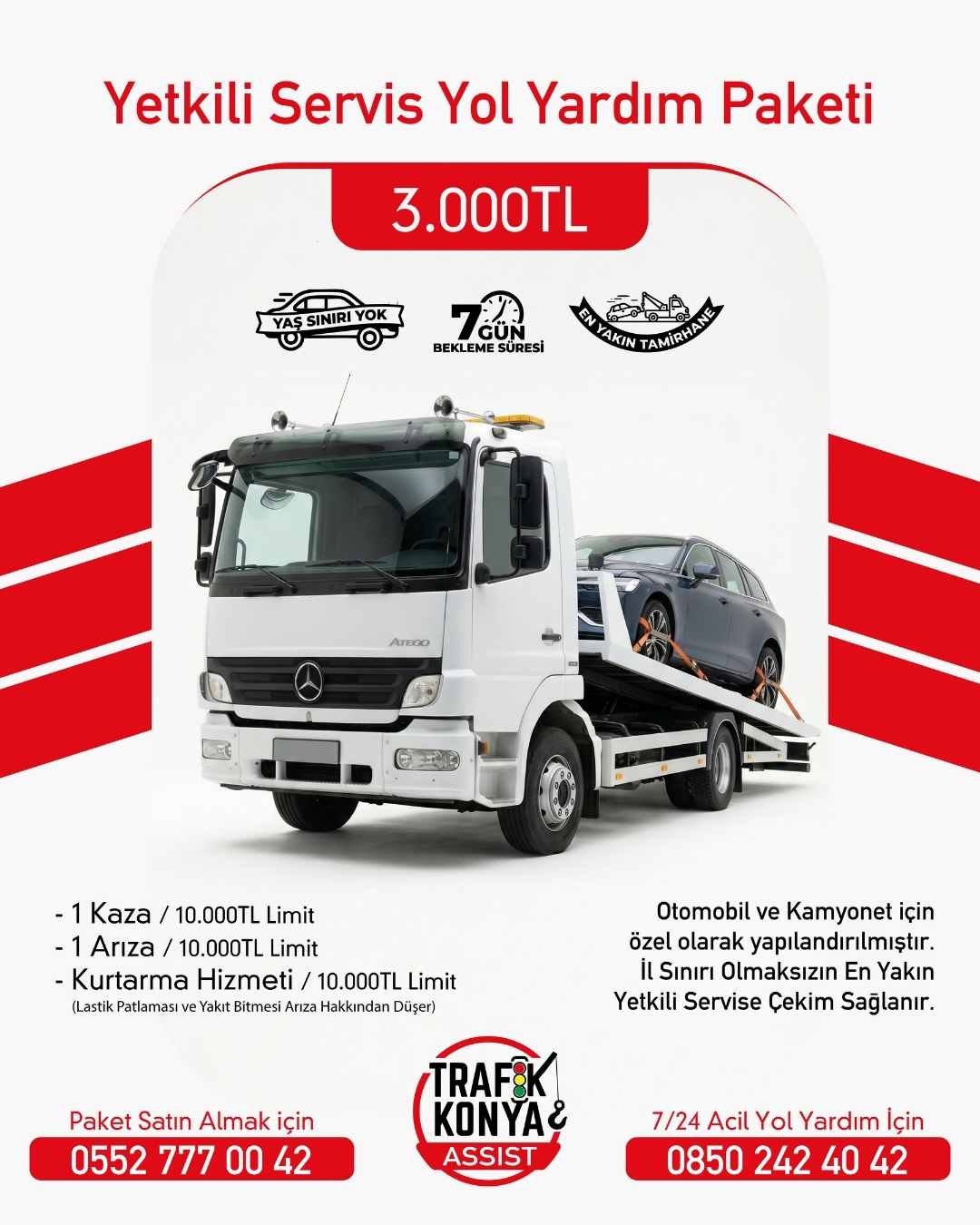 Yetkili Servis Paket Yol Yardım - Konya çekici ve yol yardım hizmeti