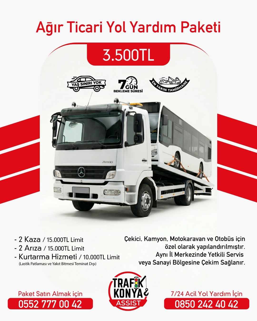 Ağır Ticari Paket Yol Yardım - Konya çekici ve yol yardım hizmeti